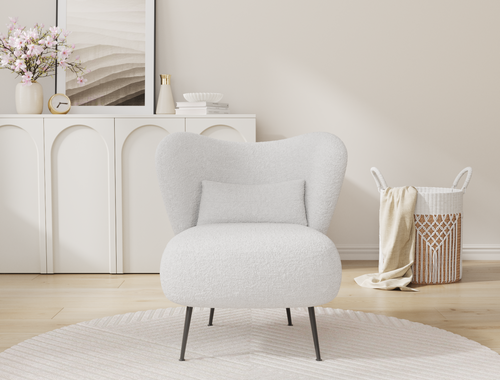 Ryder White Boucle Velvet Armchair