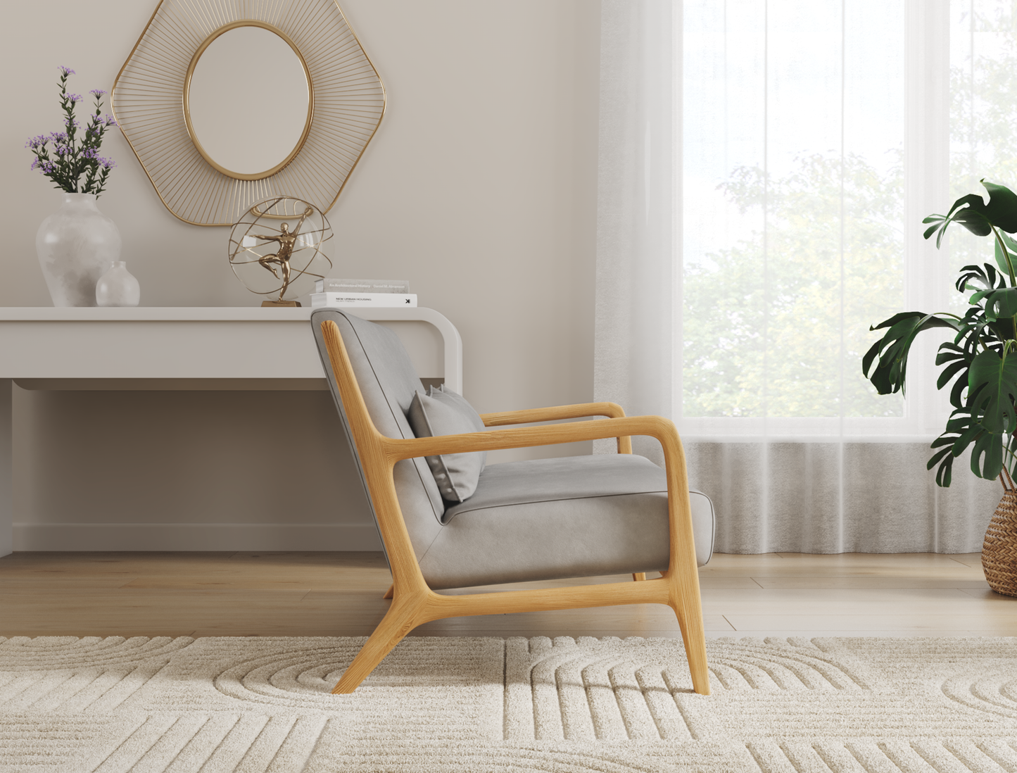 Houston 2-Seater Grey Wooden Sofa