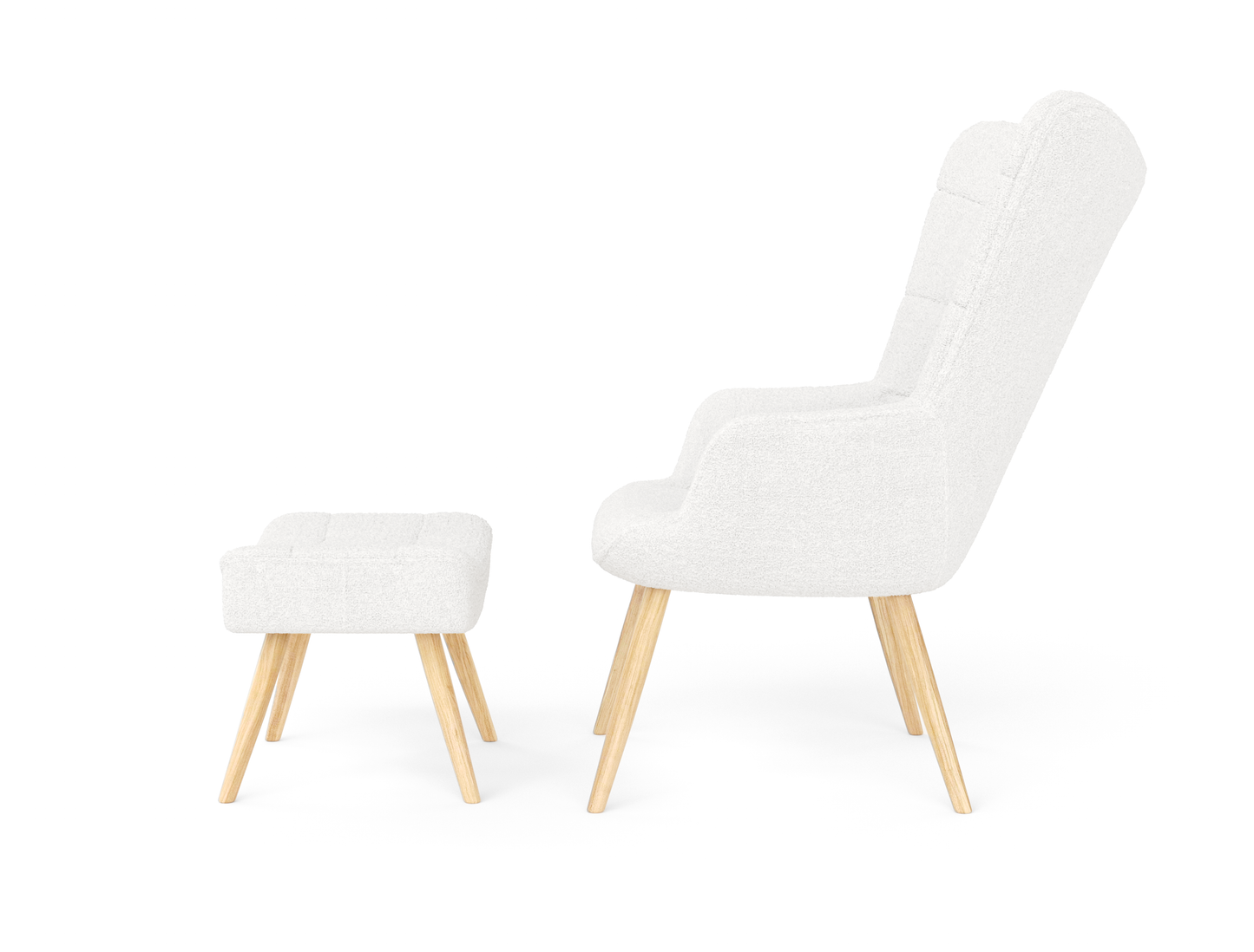 Victoria White Boucle Armchair with Footstool