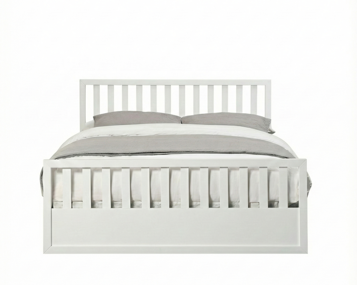 Mariadel Wooden White Gas Lift Bed Frame
