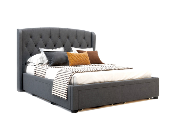 Audrey Grey Fabric Drawer Double Bed Frame