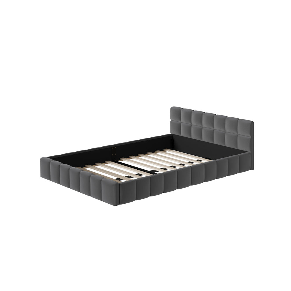 Veloura Grey Velvet Tufted Bed Frame