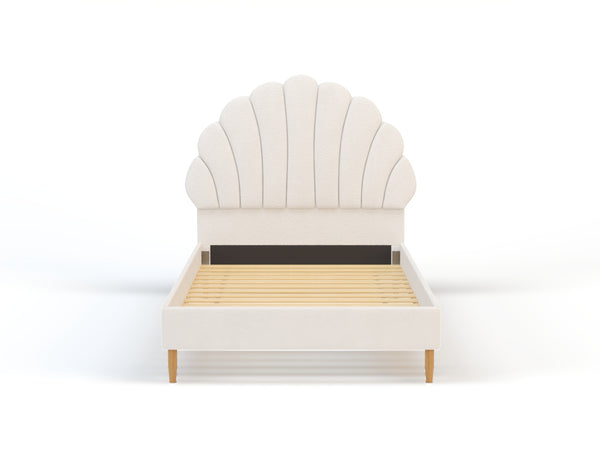 Charlotte Shell White Boucle Bed Frame