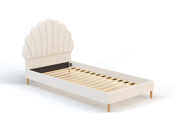 Charlotte Shell White Boucle Bed Frame