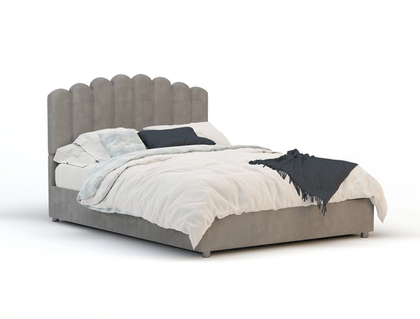 Louis Grey Gas Lift Velvet Bed Frame