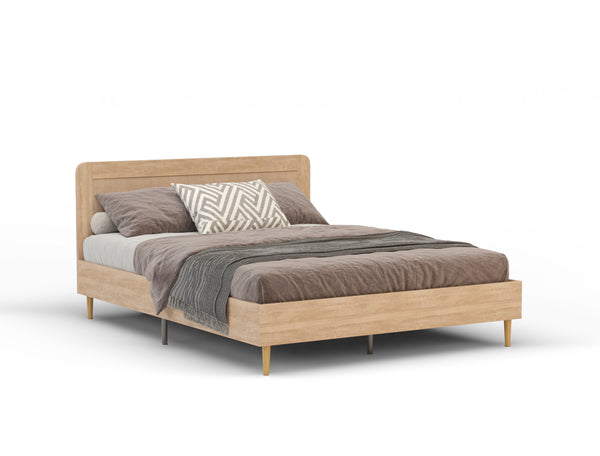 Venus Wooden Rattan Natural Bed Frame