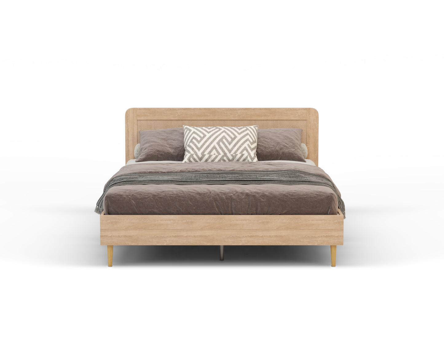 Venus Wooden Rattan Natural Bed Frame