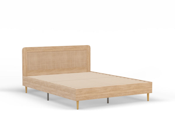 Venus Wooden Rattan Natural Bed Frame