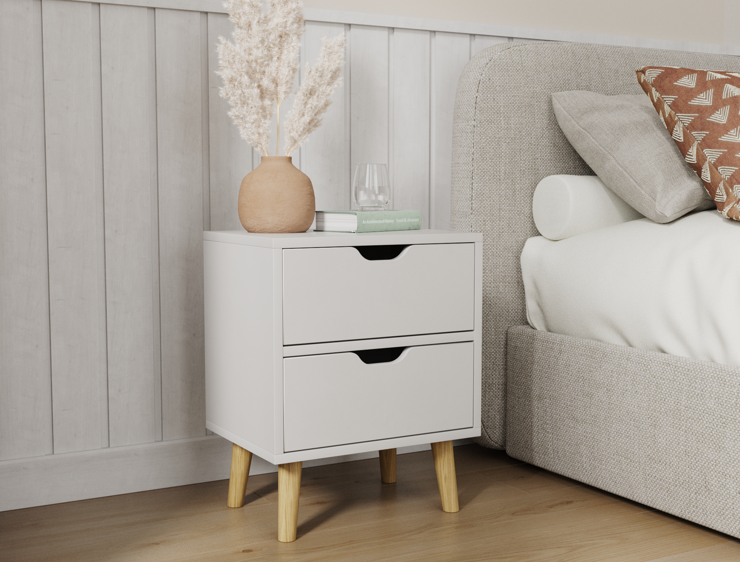 Luca White Bedside Table