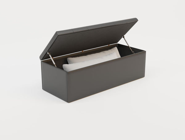 Oxford Black Faux Leather Ottoman