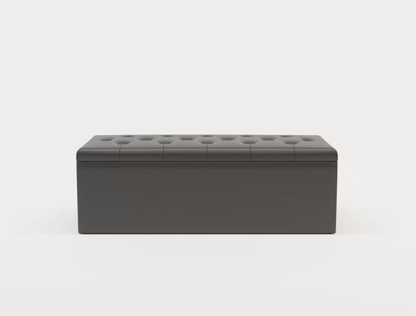 Oxford Black Faux Leather Ottoman
