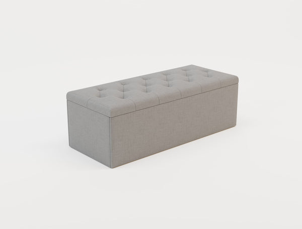 Oxford Grey Fabric Ottoman