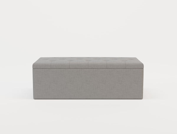 Oxford Grey Fabric Ottoman