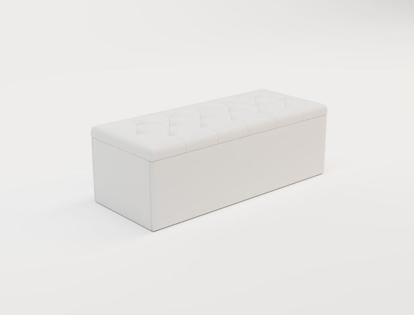 Oxford White Faux Leather Ottoman