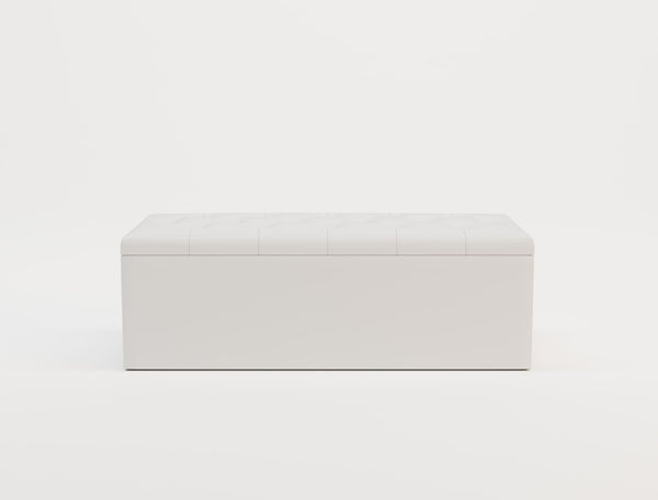 Oxford White Faux Leather Ottoman