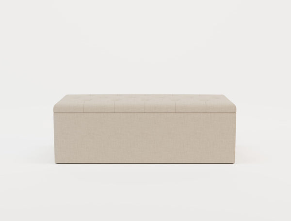 Selina White Oak Fabric Ottoman