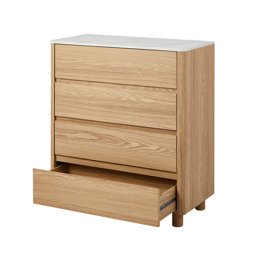 Arlo 4 Chest of Drawers Dresser Faux Marble Top Natural