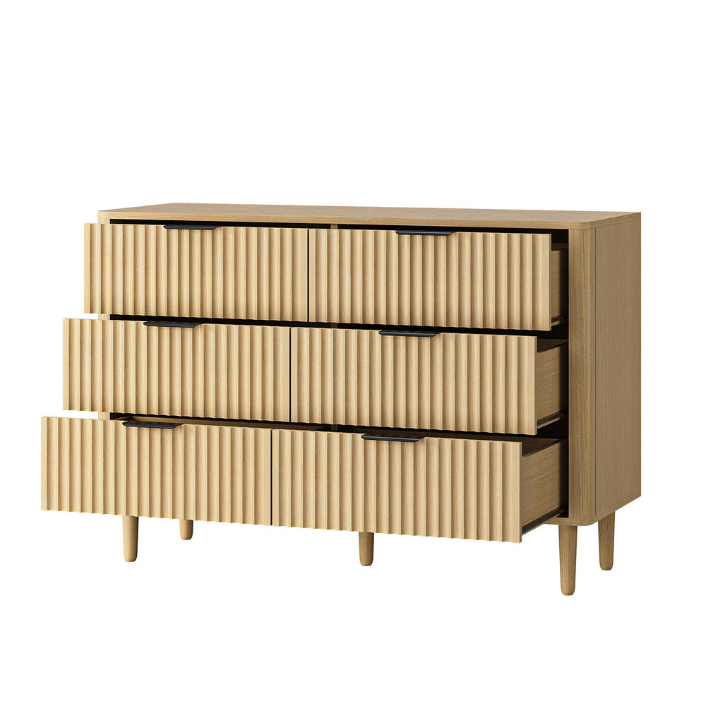 Lumi 6 Chest of Drawers Dressers Lowboy Stripe Natural
