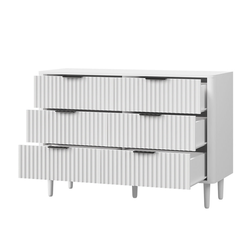 Lumi 6 Chest of Drawers Dressers Lowboy Stripe White