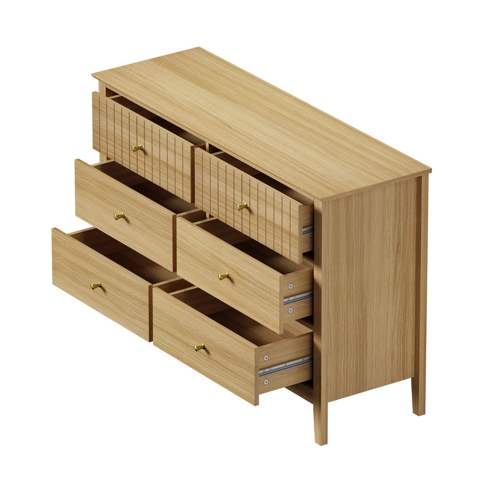 Nordic 6 Chest of Drawers Dresser Tallboy Natural