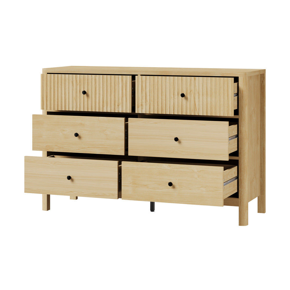 Solace 6 Chest of Drawers Dresser Tallboy Storage Cabinet Natural