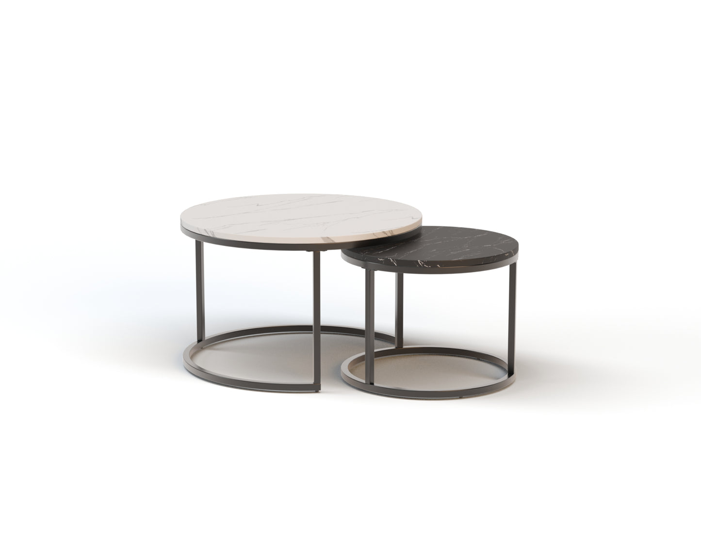 Boston White / Blak Marble Nesting Coffee Table