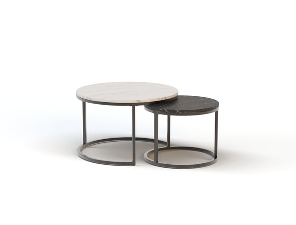 Boston White / Blak Marble Nesting Coffee Table