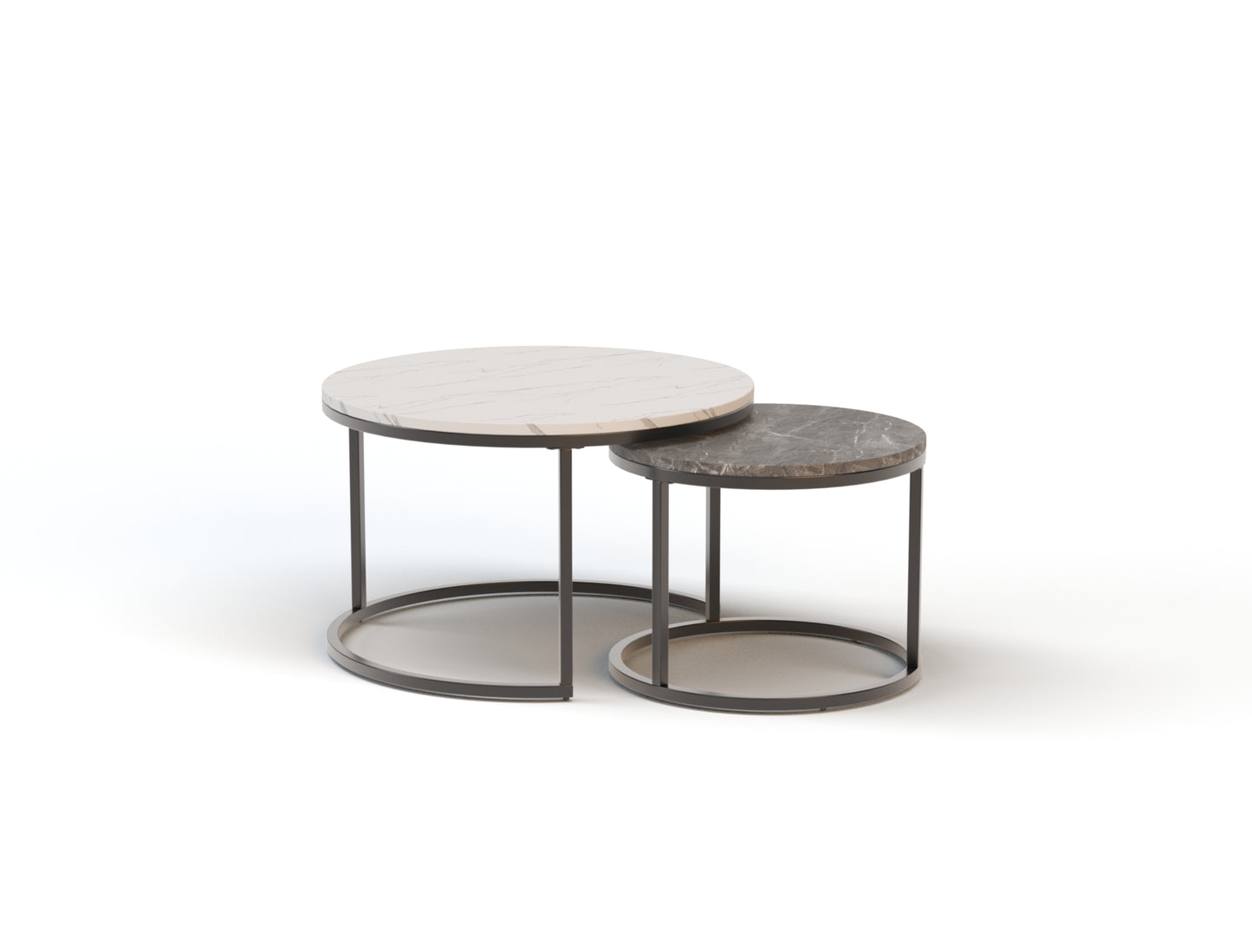 Boston White / Grey Marble Nesting Coffee Table