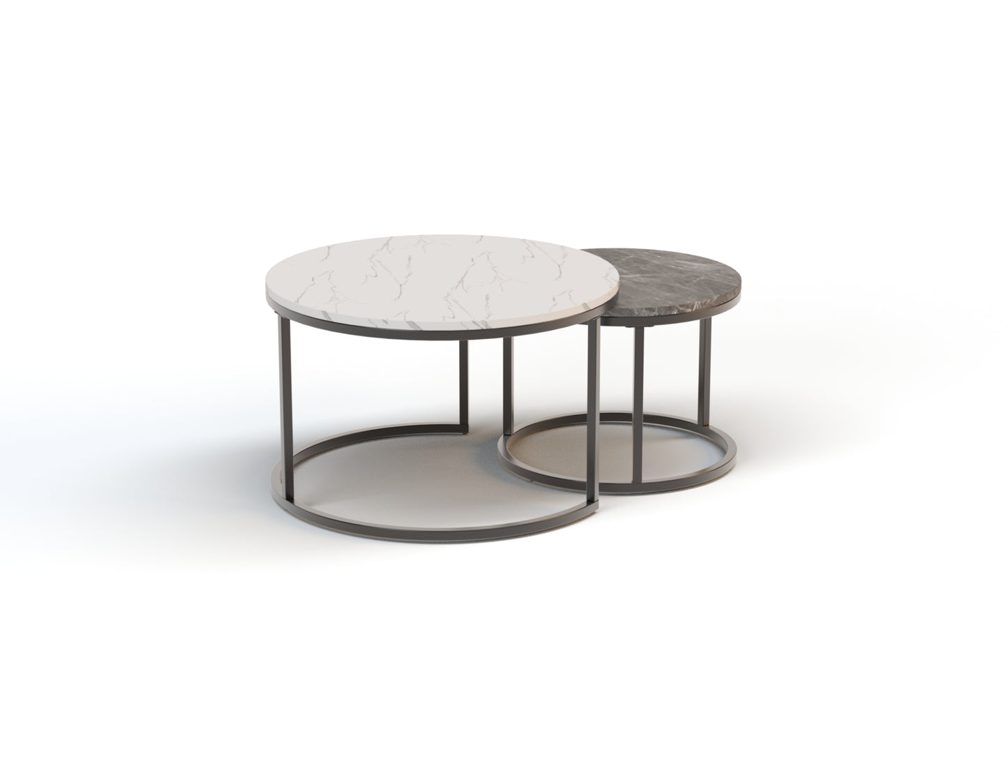 Boston White / Grey Marble Nesting Coffee Table