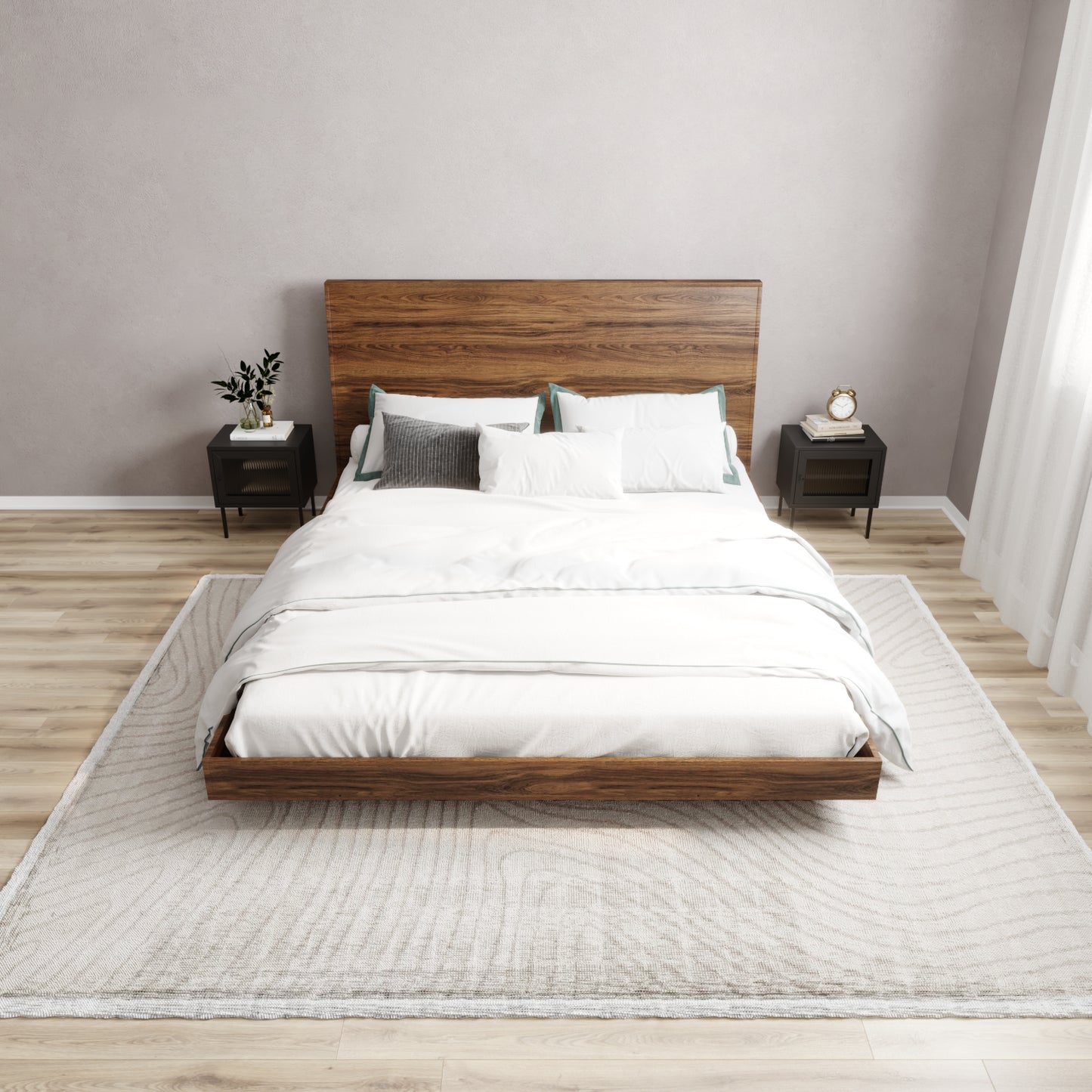 Altair Wooden Walnut King Single Bed Frame