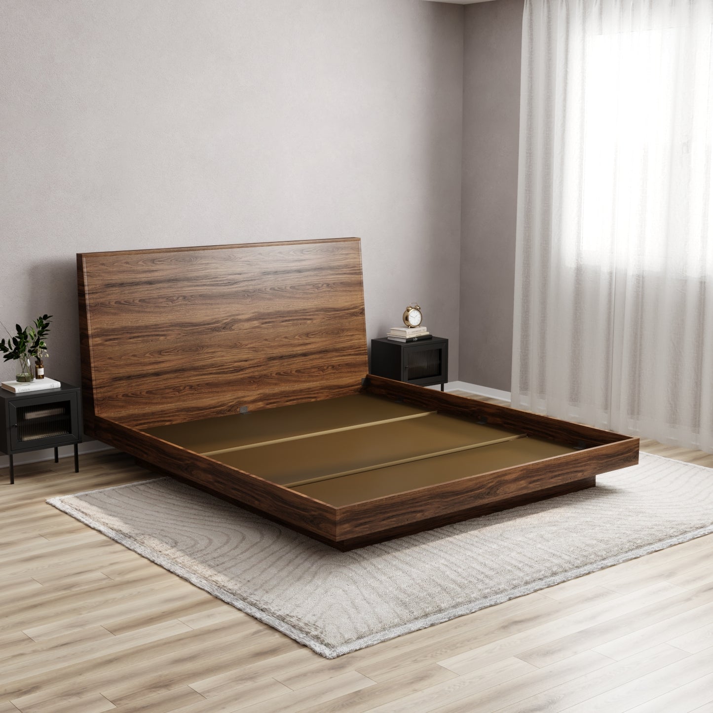 Altair Wooden Walnut King Single Bed Frame