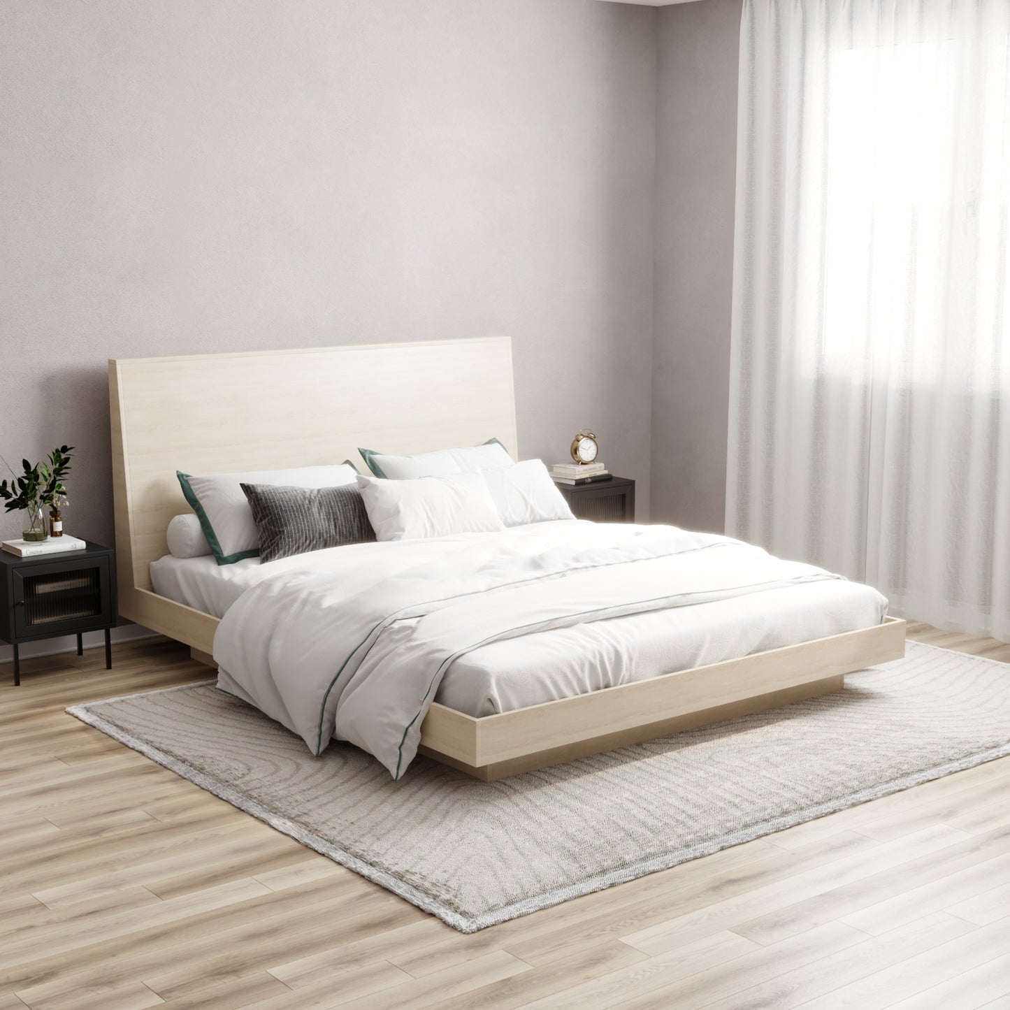 Altair Natural Wooden King Bed Frame