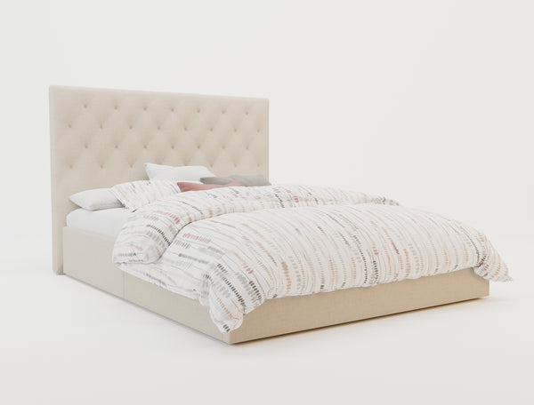 Oxford Beige Gas Lift Fabric Bed Frame
