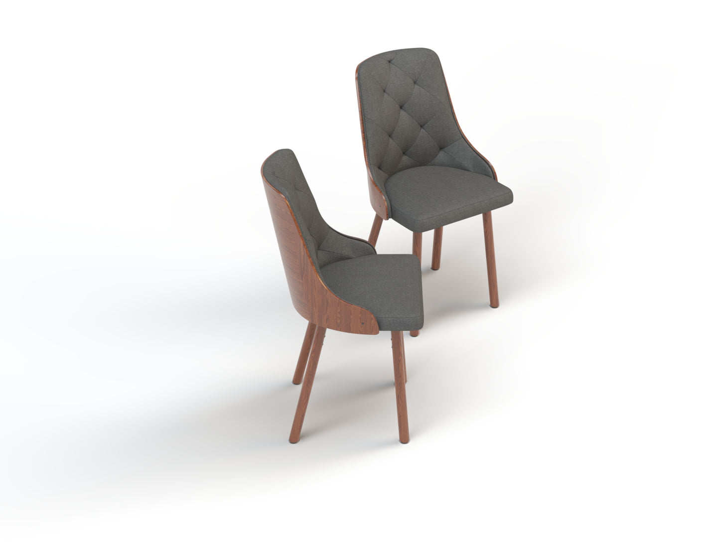 Set of 2 Nova Grey / Walnut Fabric Chairs