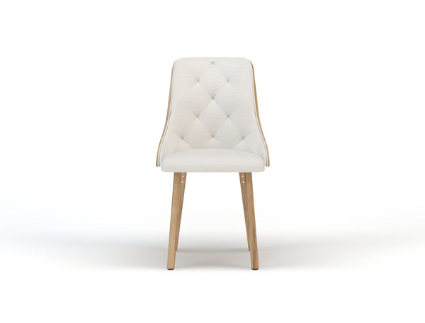 Set of 2 Nova White / Natural Vegan Leather Chairs