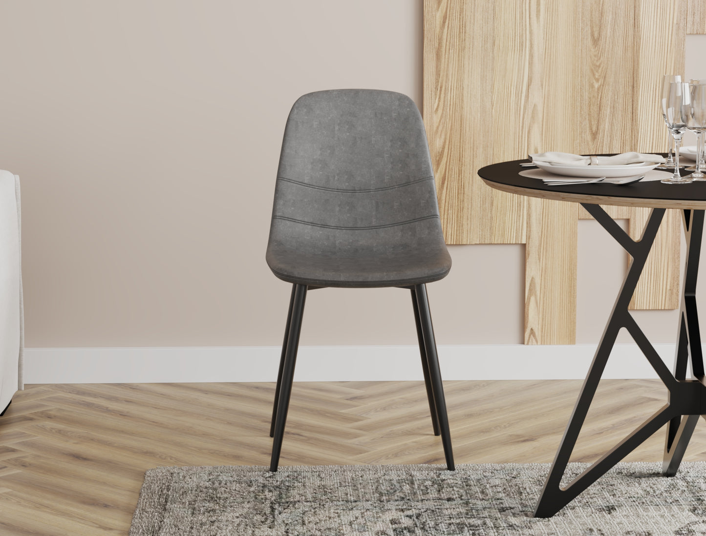Set of 2 Ollie Grey Vegan Leather Chairs