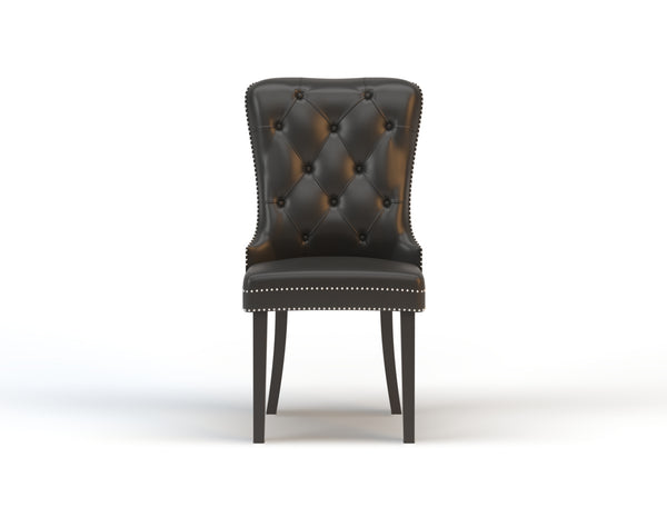 Set of 2 Louie Black Vegan Leather Chairs