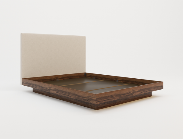 Halona Beige White Oak Walnut King Single Bed Frame