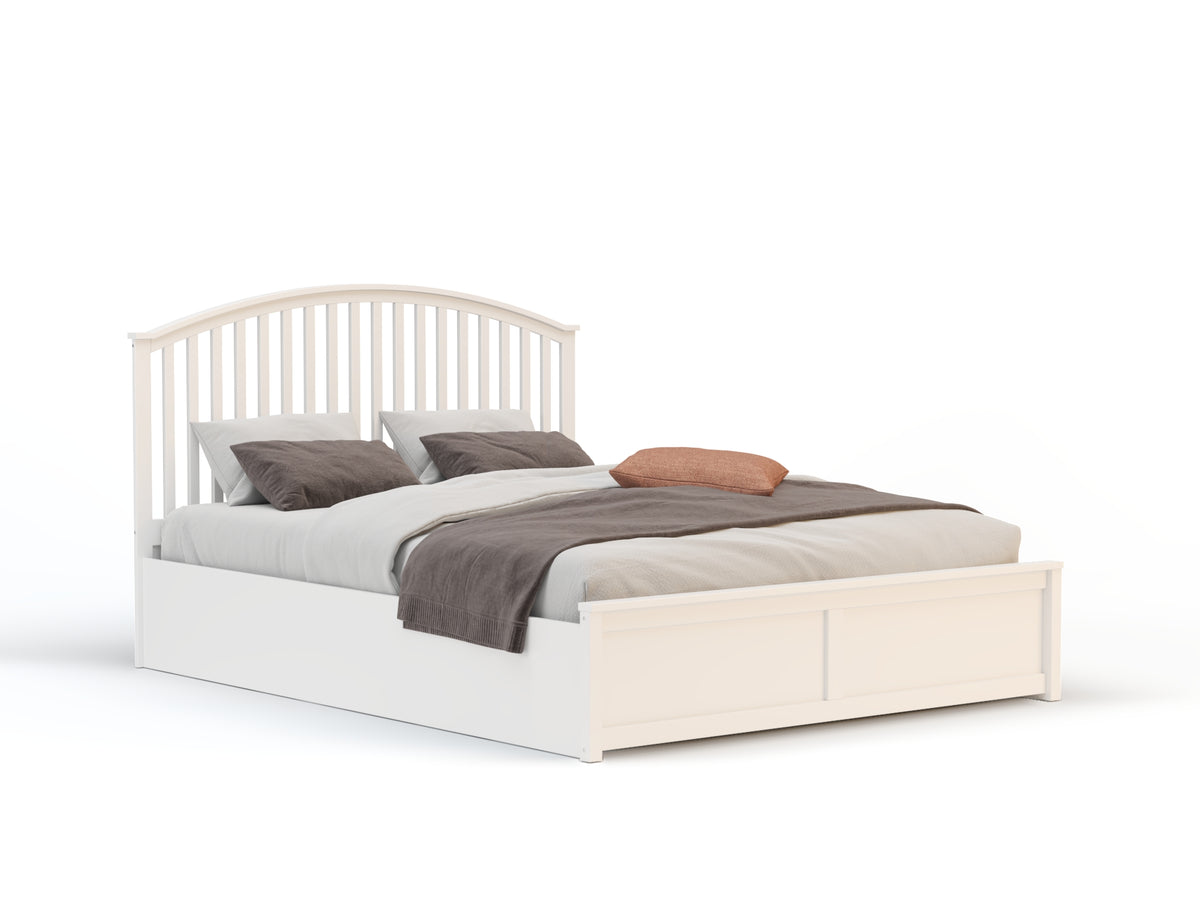 Yebes Wooden White Gas Lift Bed Frame