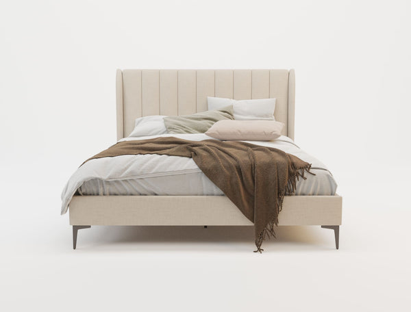 Georgia Beige White Oak Black Legs Bed Frame