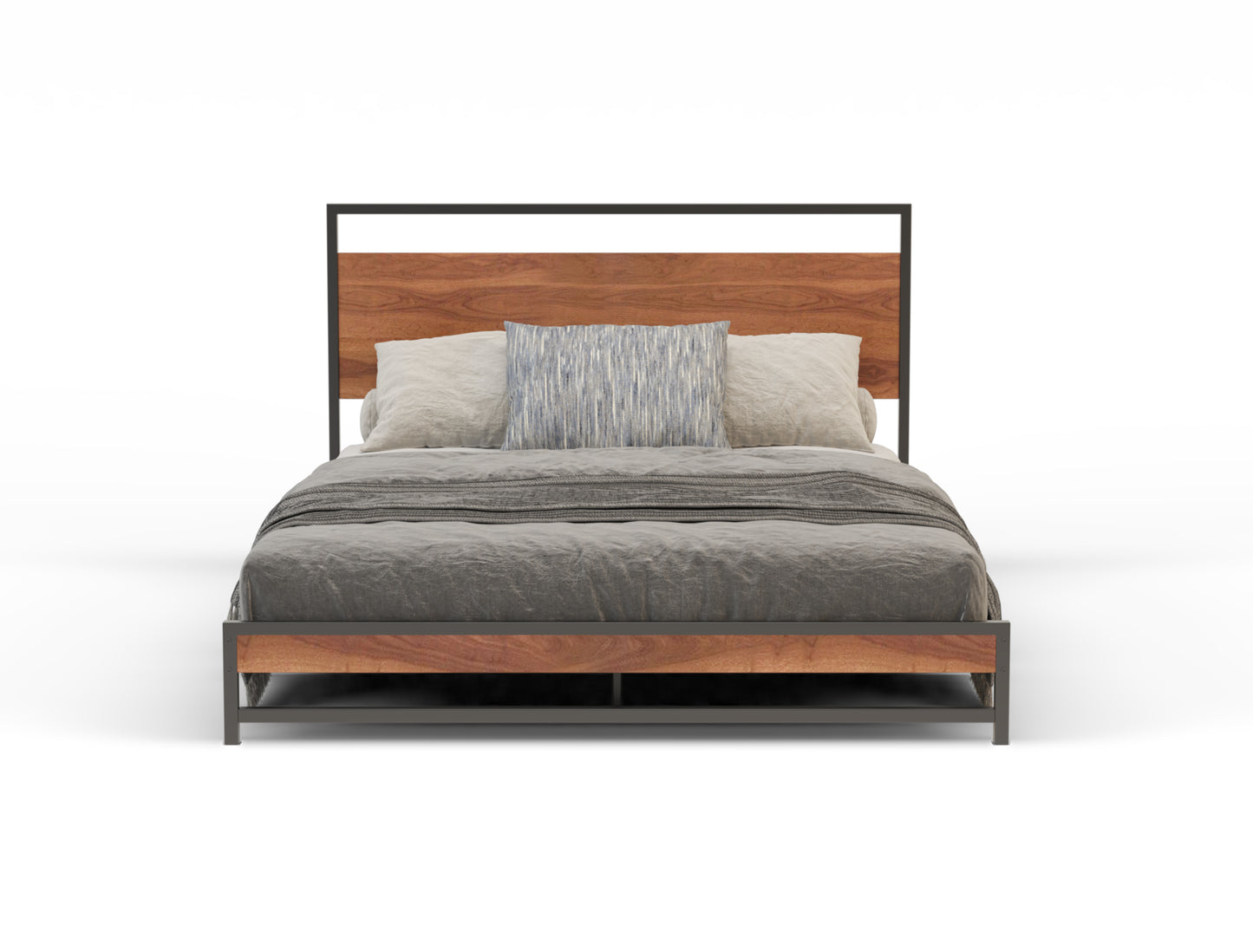 Hero Wooden Metal Walnut Bed Frame