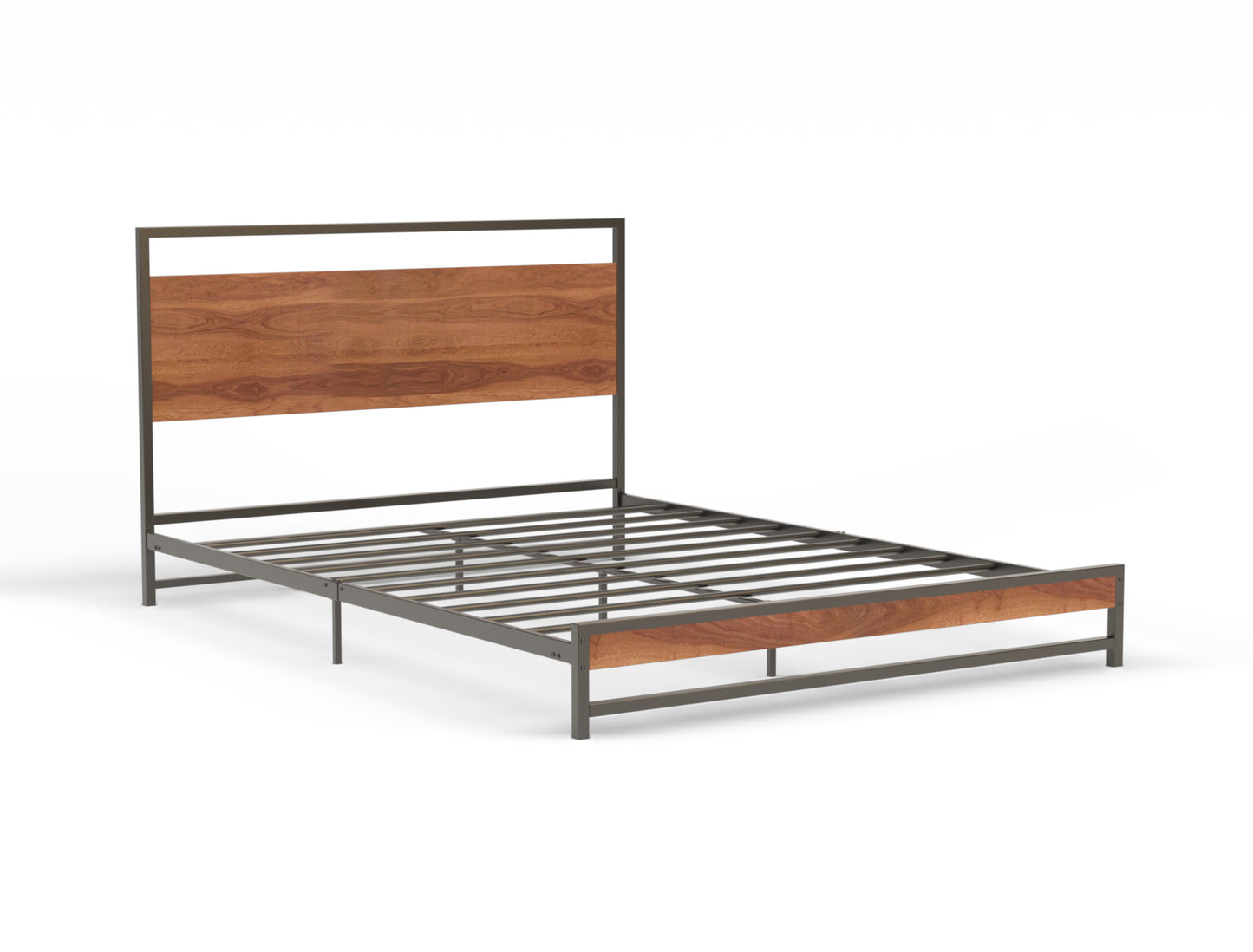 Hero Wooden Metal Walnut Bed Frame