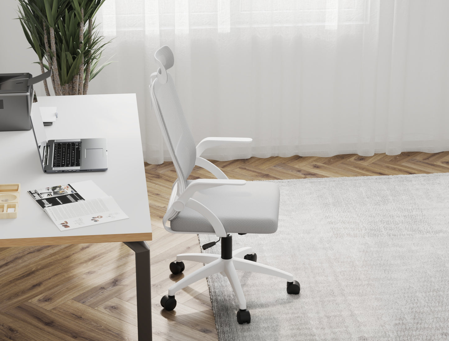 Archer Ergonomic Office Chair Light Grey Mesh/ White Frame