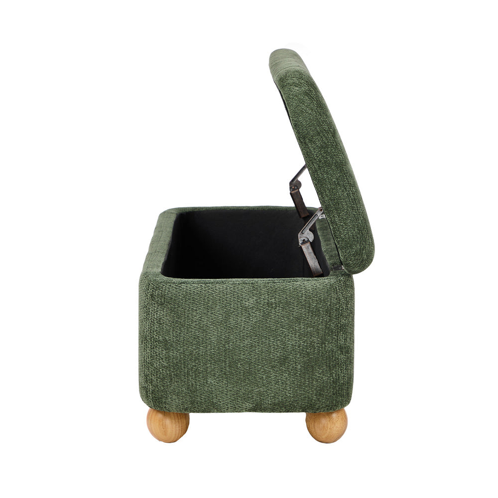 Bali Green Chenille Ottoman