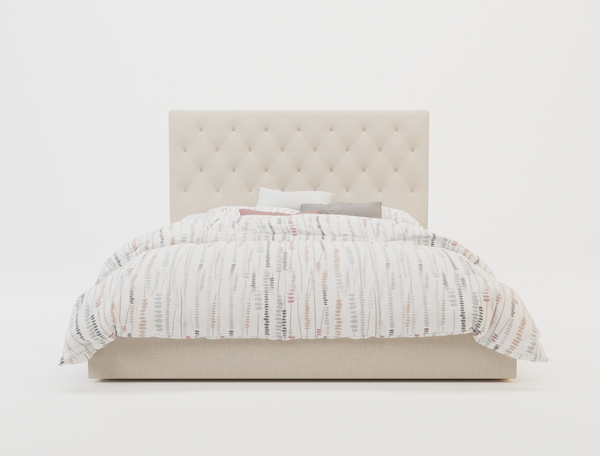 Oxford Beige Gas Lift Fabric King Bed Frame