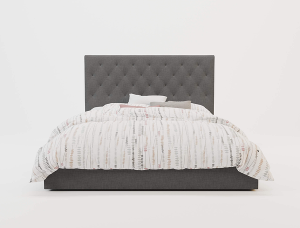 Oxford Charcoal Gas Lift Fabric Queen Bed Frame
