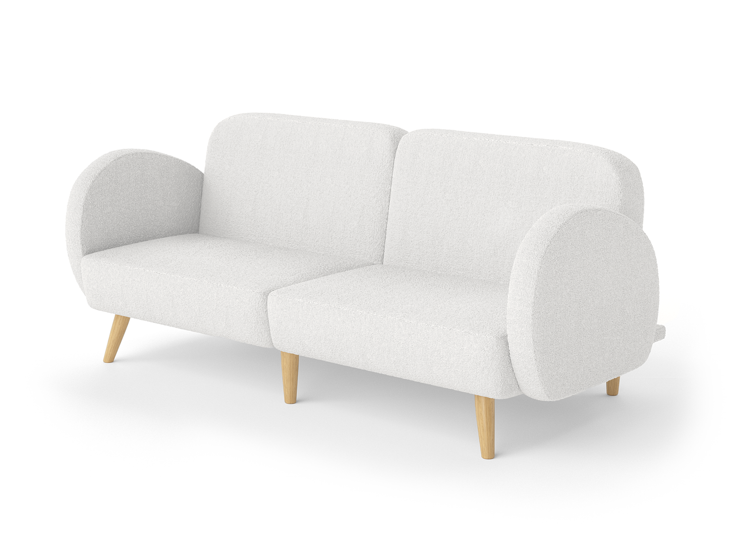 Haven 3 Seater White Fleece Wooden Legs Sofa Bed