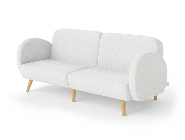 Haven 3 Seater White Fleece Wooden Legs Sofa Bed