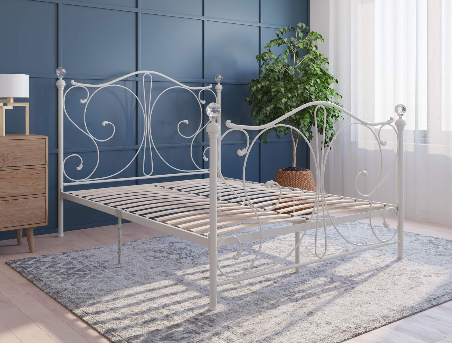 top view of a queen bed frame in a bedroom from Isaak