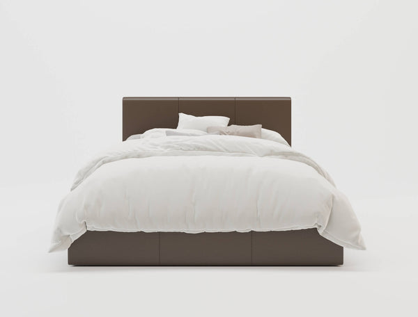 Naples Brown Gas Lift Faux Leather Bed Frame